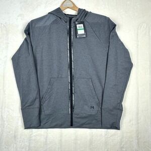 Under Armour Women's Full Zip Hoodie L Loose Fit Gray UA Logo NWT Athleisure